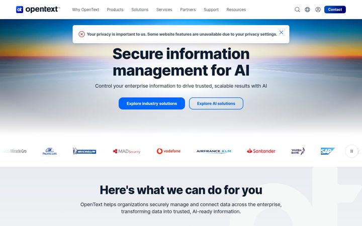 Screenshot of opentext.eu