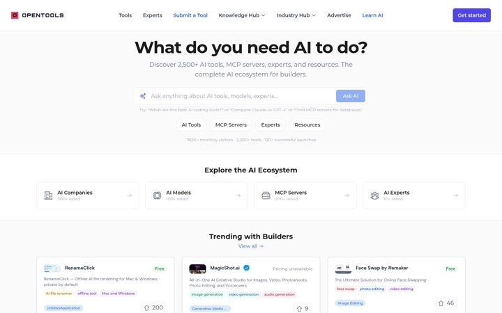 Snímek obrazovky opentools.ai