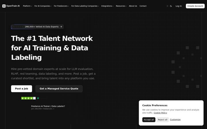 Screenshot of opentrain.ai