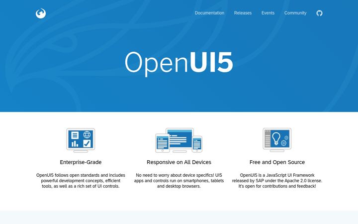 Screenshot stránky openui5.org