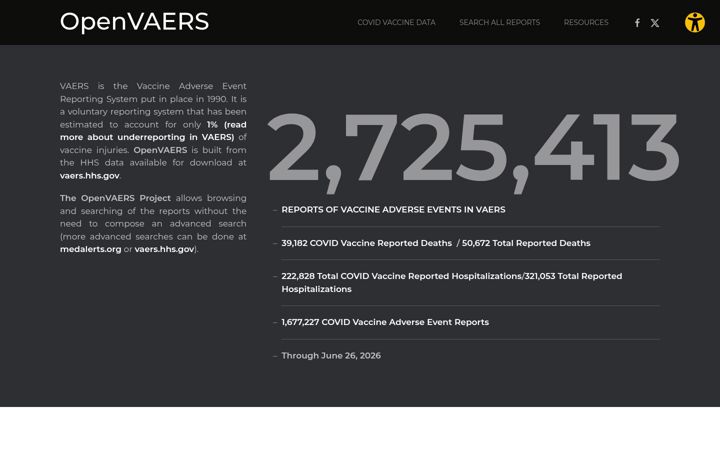Screenshot of openvaers.com