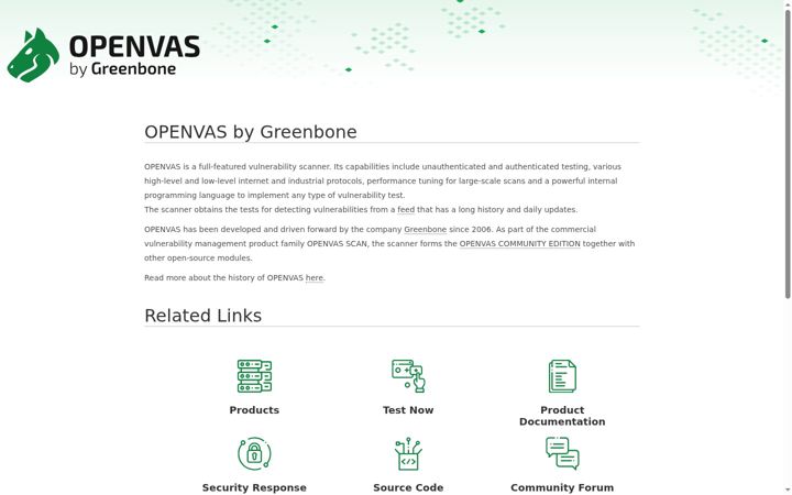 Screenshot of openvas.org