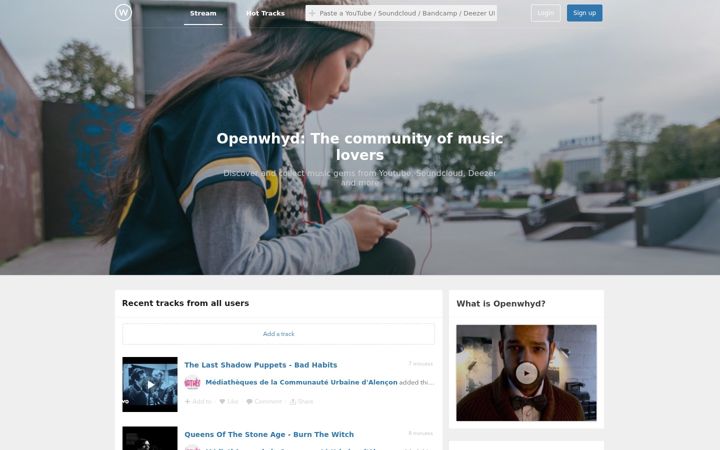 Zrzut ekranu openwhyd.org