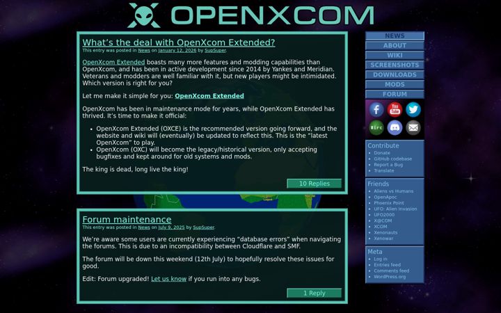 Screenshot of openxcom.org