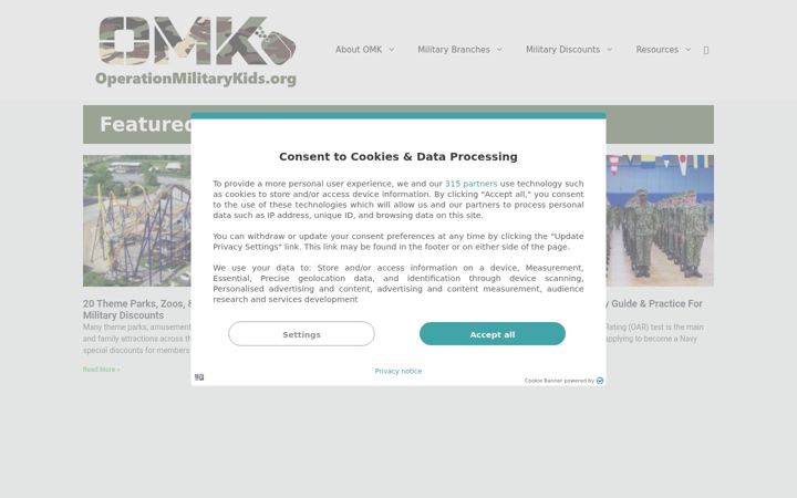 Screenshot of operationmilitarykids.org