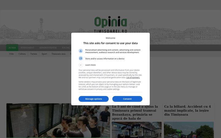Screenshot of opiniatimisoarei.ro