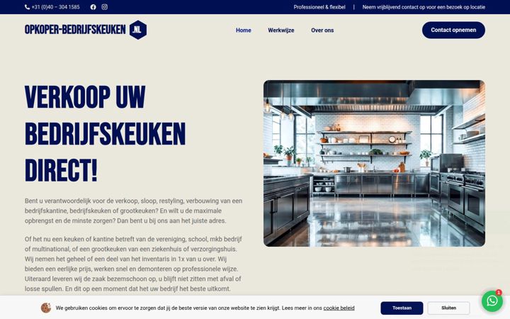 Ekraanipilt saidist opkoper-bedrijfskeuken.nl