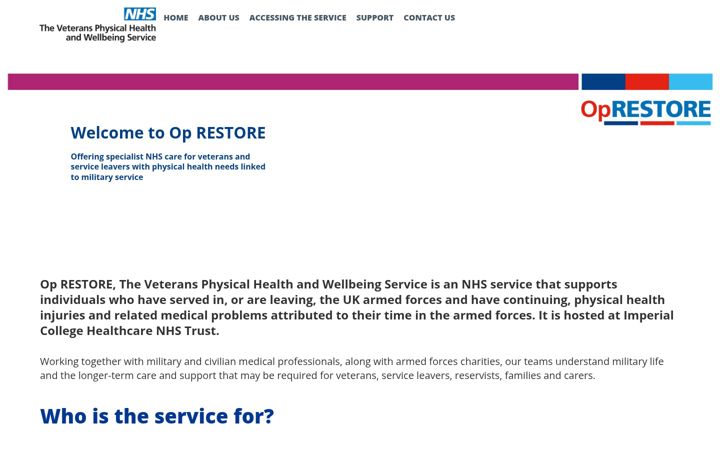 Screenshot of oprestore.nhs.uk