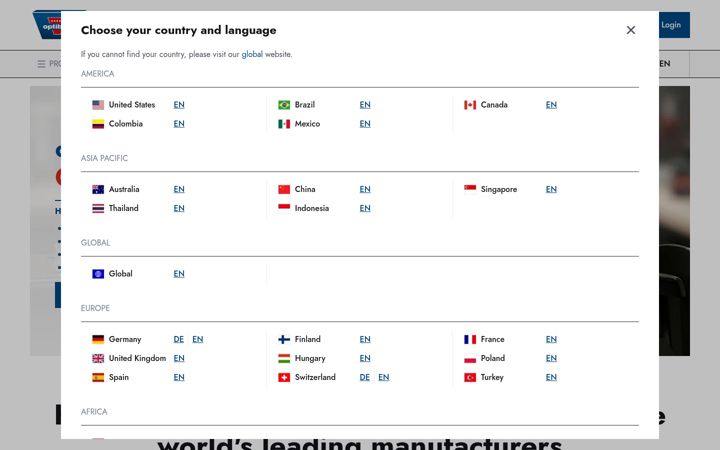Screenshot of optibelt.com
