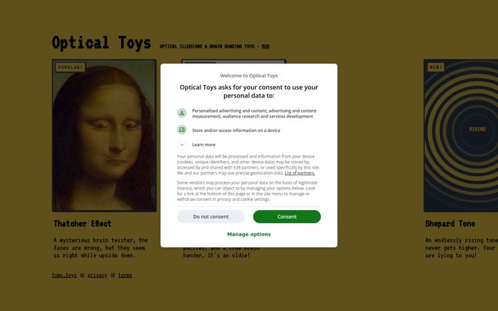 Screenshot of optical.toys
