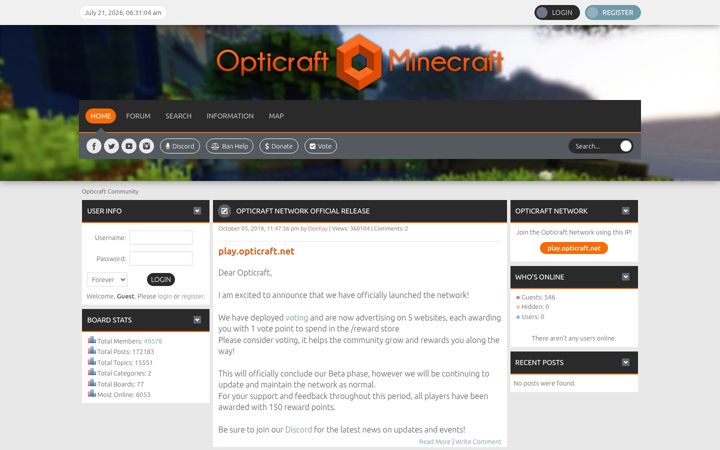 Ekrānuzņēmums no opticraft.net