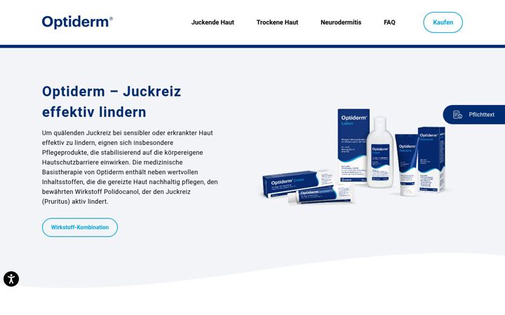 Screenshot of optiderm.de