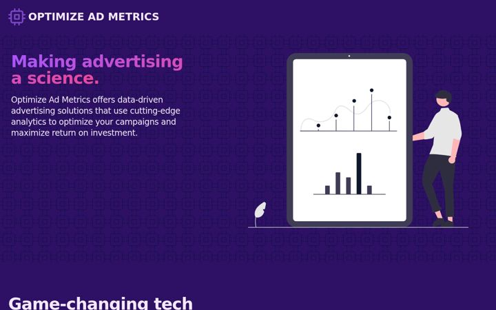 Snimka zaslona za optimizeadmetrics.com