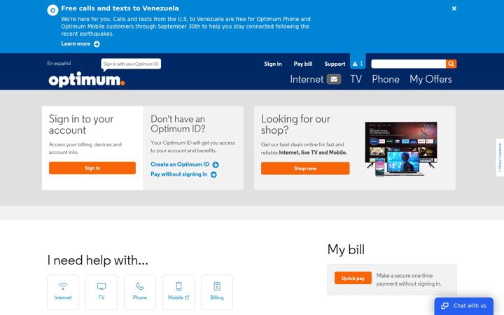 Screenshot von optimum.net