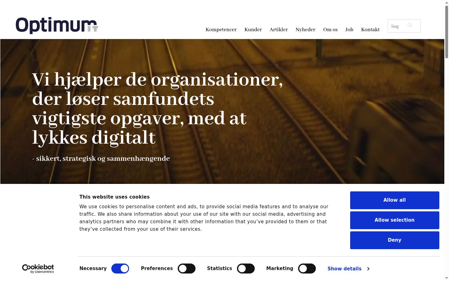 Skärmbild av samtyckesbannern som visades före någon interaktion