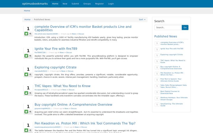 Screenshot of optimusbookmarks.com