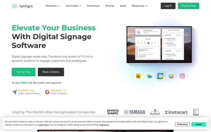 Snimka zaslona za optisigns.com