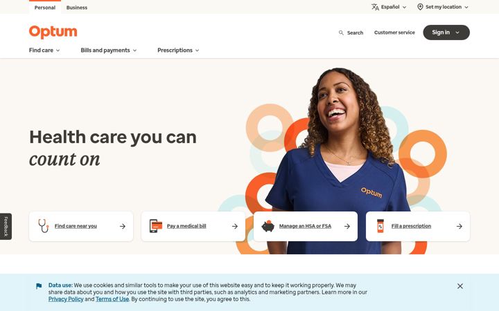 Skærmbillede af optum.com