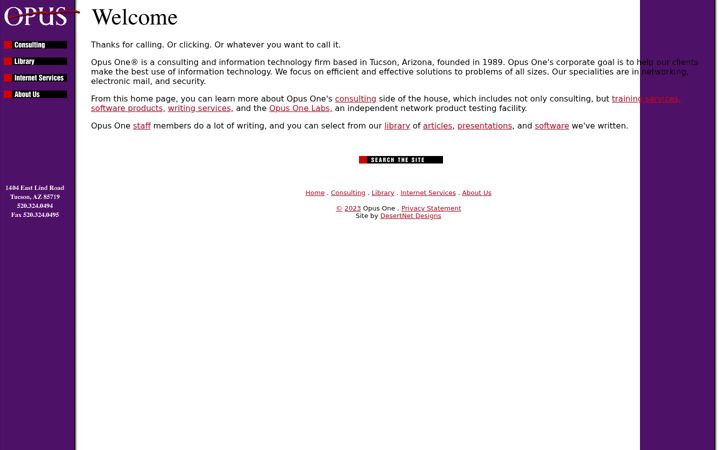 Screenshot of opus1.com