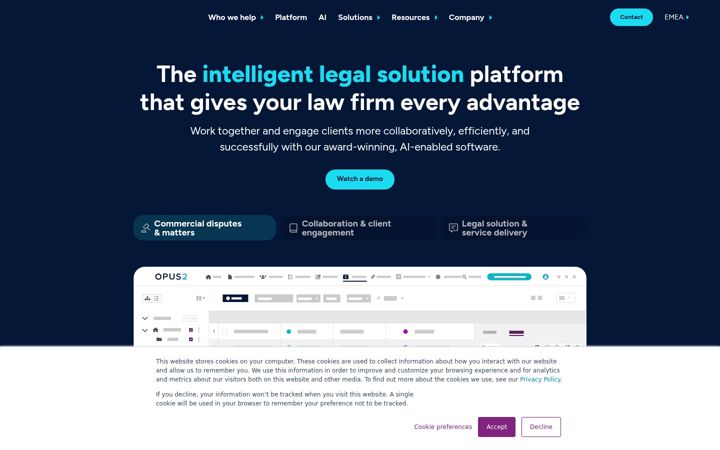 Screenshot of opus2.com