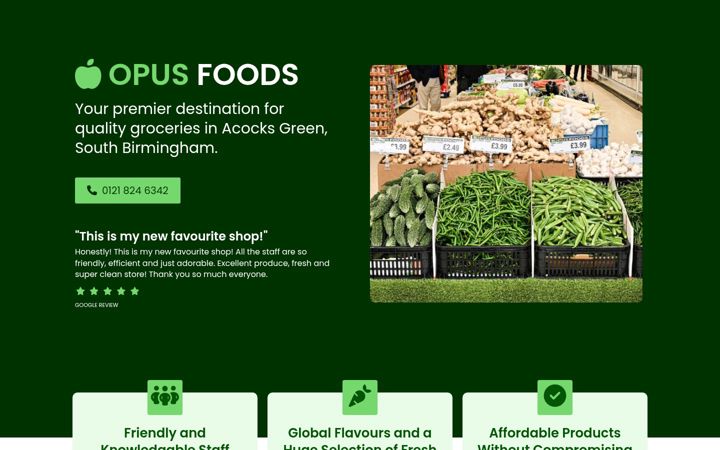 Screenshot of opusfoodsbirmingham.co.uk