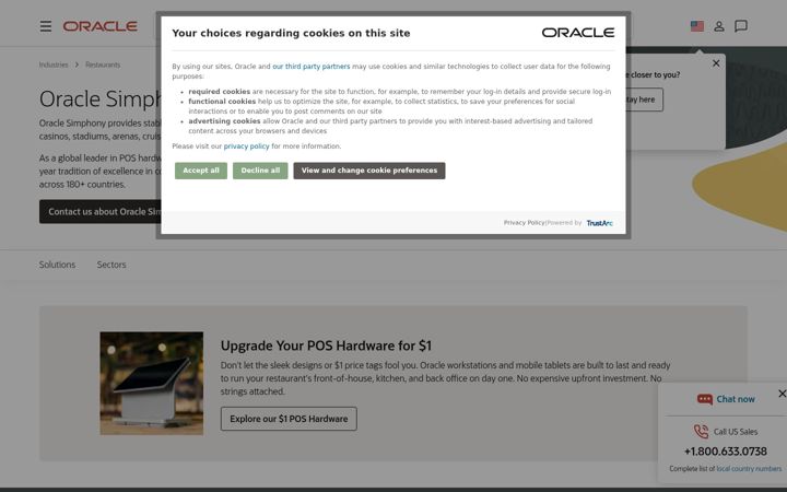 Screenshot of oraclemicros.com