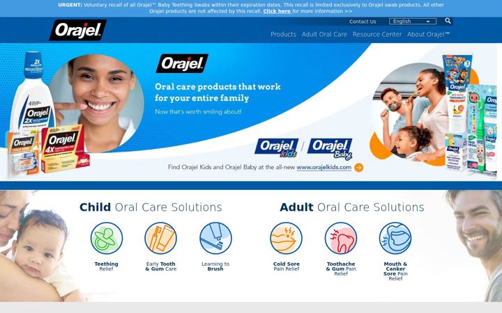 Screenshot of orajel.com