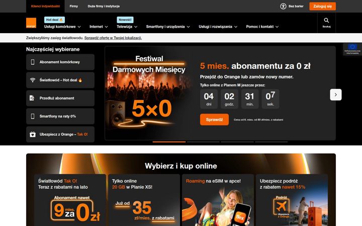 Ekrānuzņēmums no orange.pl