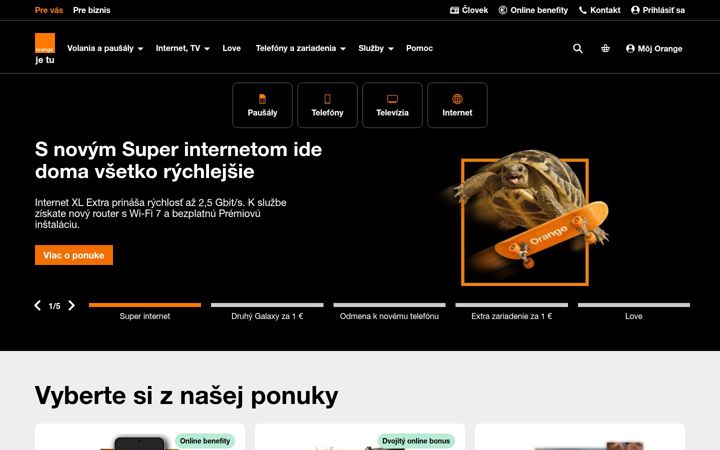 Skærmbillede af orange.sk