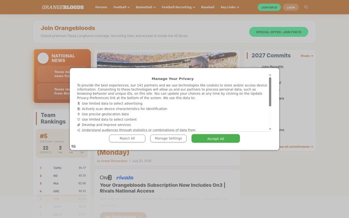 Screenshot of orangebloods.com