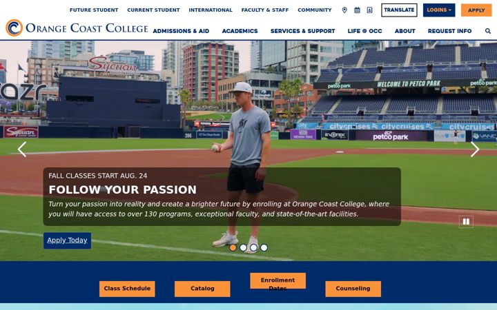 Screenshot of orangecoastcollege.edu