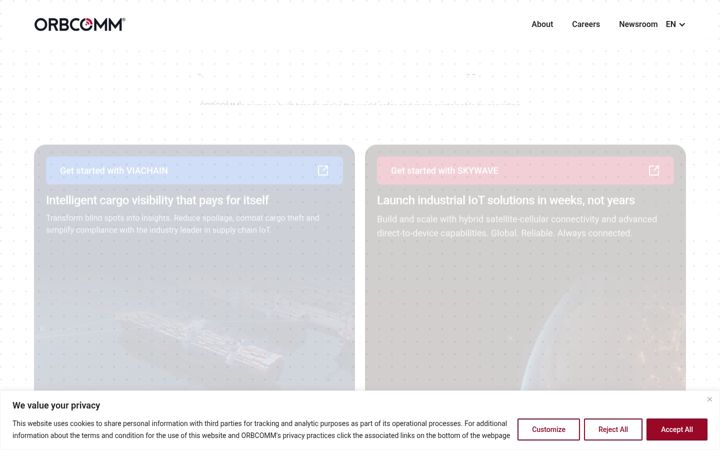 Screenshot of orbcomm.com