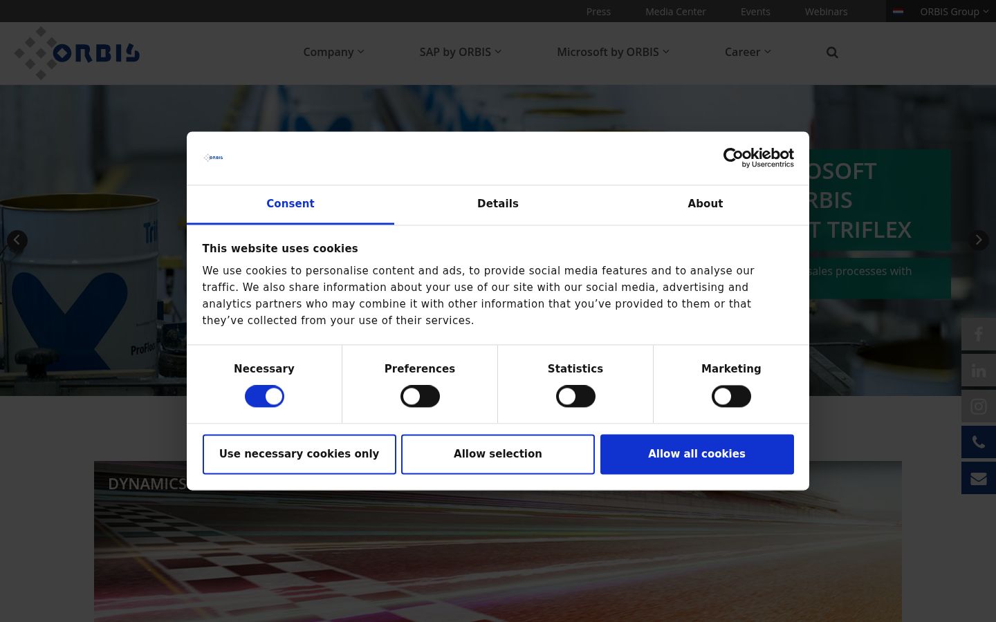Screenshot of the consent banner shown before any interaction