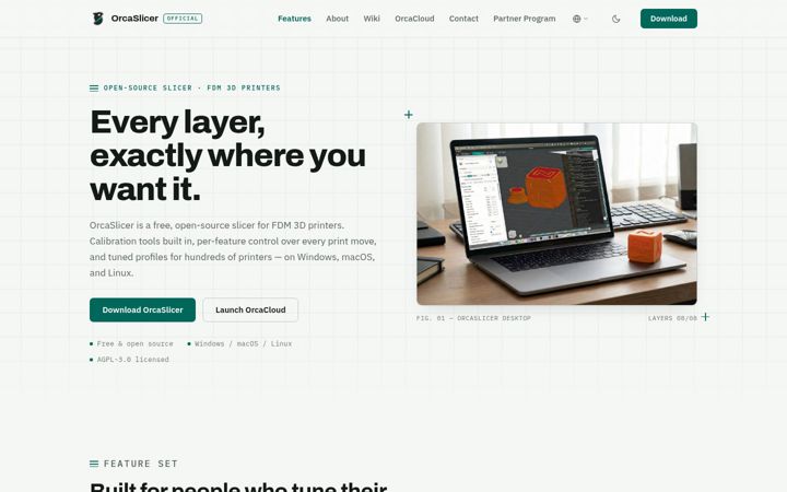 Screenshot of orcaslicer.com