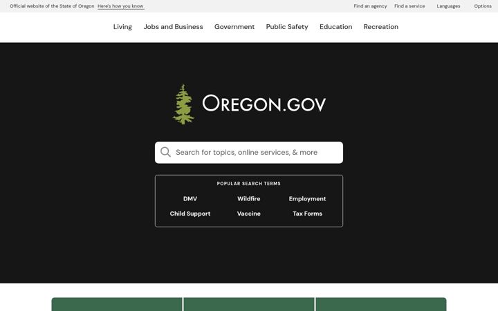 Snímek obrazovky oregon.gov
