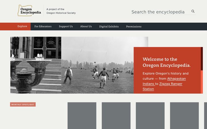 Screenshot of oregonencyclopedia.org