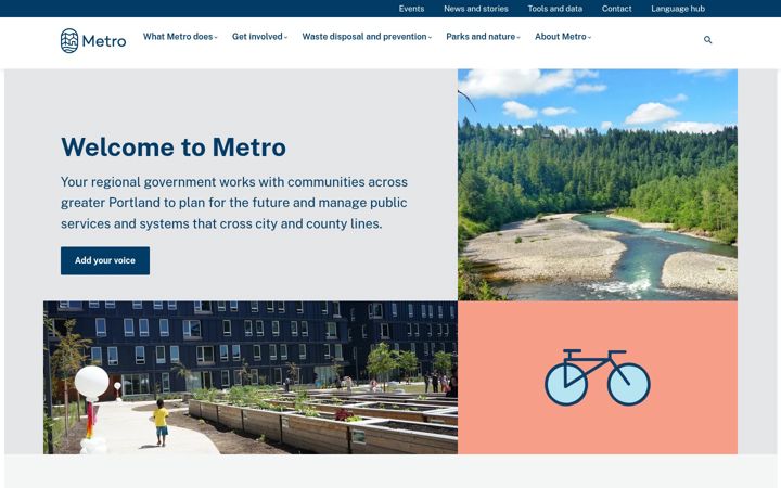Screenshot of oregonmetro.gov