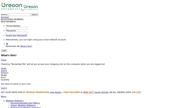Screenshot di oregonscientific.com