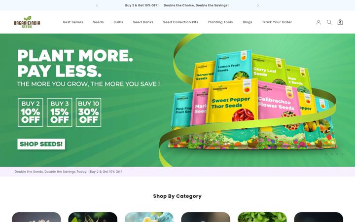 Screenshot of organicindiaseeds.com
