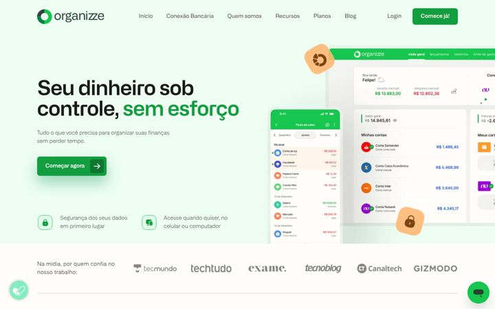 Posnetek zaslona organizze.com.br
