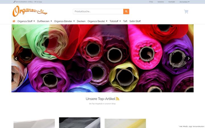 Screenshot of organza-shop.de