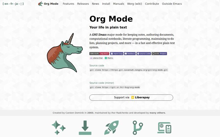 Screenshot of orgmode.org