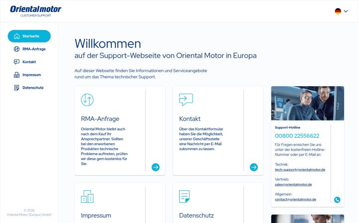 Skjámynd af orientalmotor-support.eu