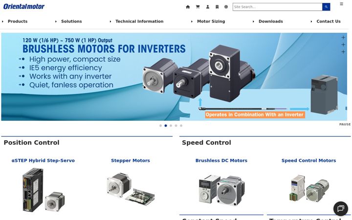 Screenshot of orientalmotor.com