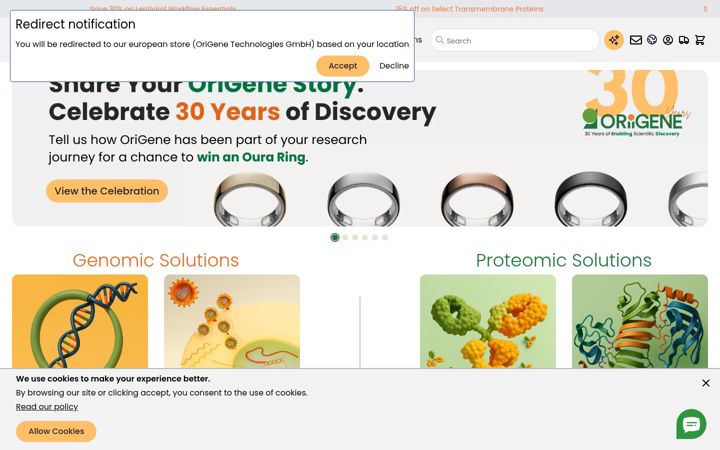 Screenshot of origene.com