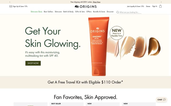 Screenshot of origins.com