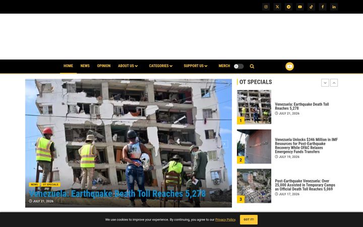 Screenshot of orinocotribune.com