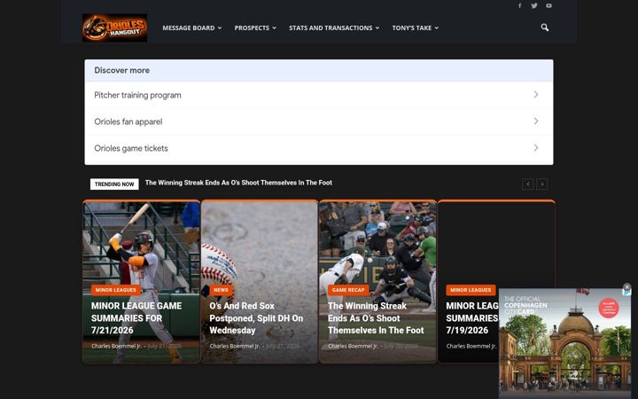 Screenshot van orioleshangout.com