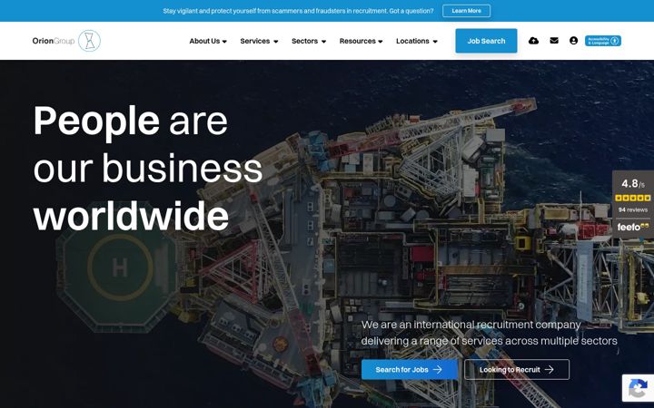 Screenshot of orionjobs.com