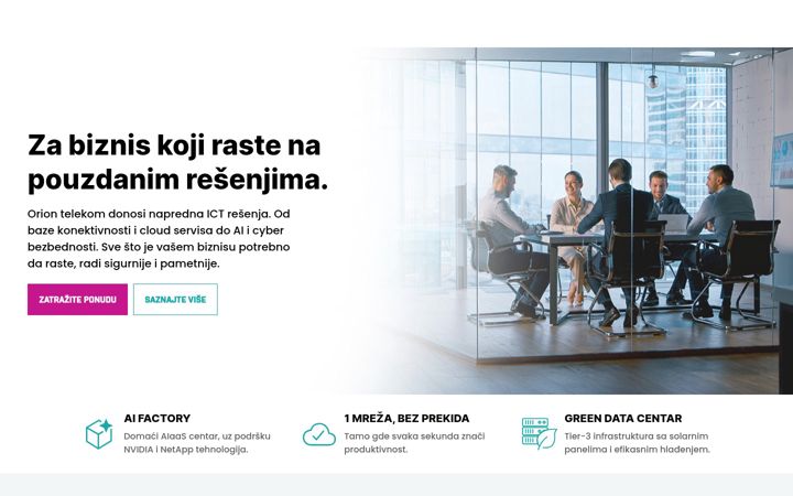 Screenshot stránky oriontelekom.rs